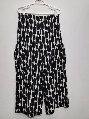 Kozan Palazzo Pants Women's S Black & White Oval Print Wide Leg